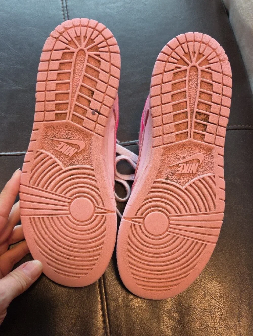 Nike Light Pink Low-Top Sneakers with Hot Pink Swoosh